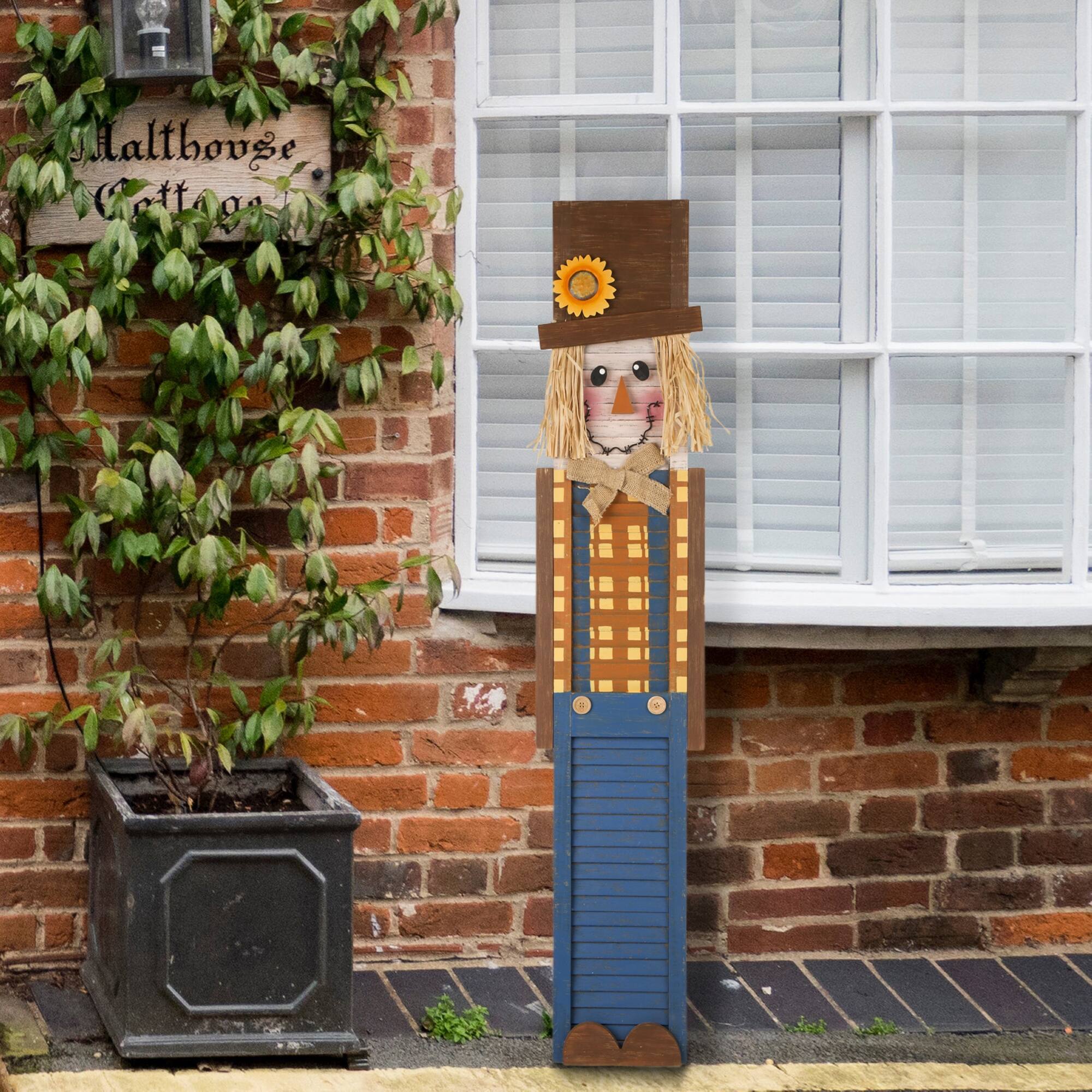Glitzhome® 3.5ft. Wooden Scarecrow Porch Sign